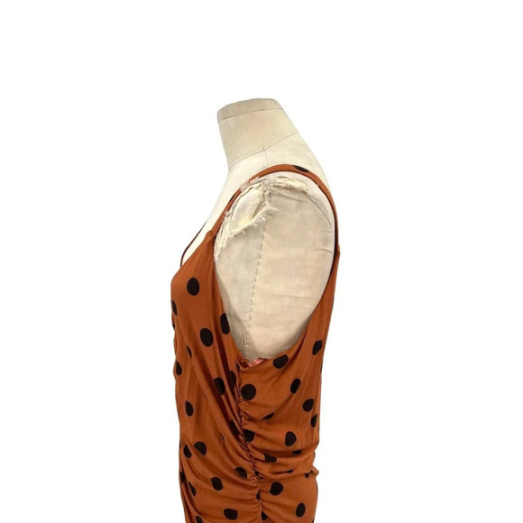 Anthropologie Maeve Midi Dress Ruched Polka Dot Jersey Brown Black Plus Size 1X - Picture 7 of 16